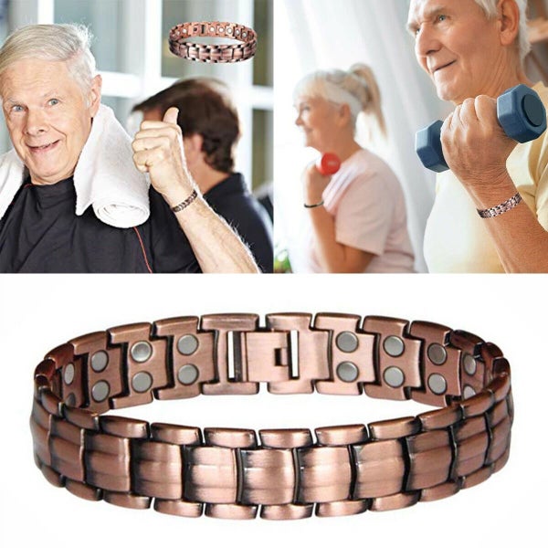 Men Red Copper Therapy Bracelet for Arthritis Pain Carousel 2