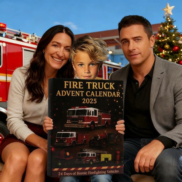 Fire Truck Chritmas Advent Calendar 2D Acrylic Pendant Hanging Ornaments Carousel 7