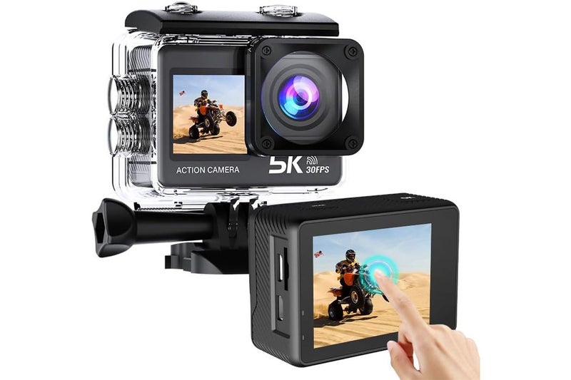 Action Camera 5K 30FPS with Touch Screen 24MP Camera for Snorkeling Helmet Bike Carousel 1