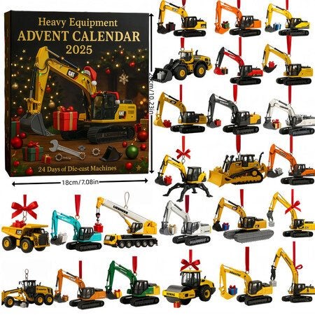 Heavy Equipment Christmas Advent Calendar 2D Acrylic Pendant Hanging Ornaments Carousel 1