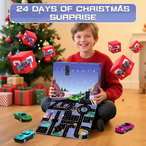 Cars Advent Calendar 2025 24 Pack Alloy Vehicles Toy Christmas Countdown Carousel 2
