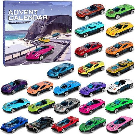 Cars Advent Calendar 2025 24 Pack Alloy Vehicles Toy Christmas Countdown Carousel 1