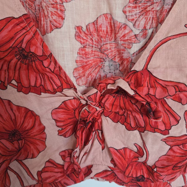 Kookai pink floral 100% linen top size 36 (6), new condition Carousel 2