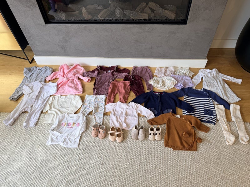 Baby clothes (mix of cotton and merino items) and shoes (6-12 months) Carousel 1