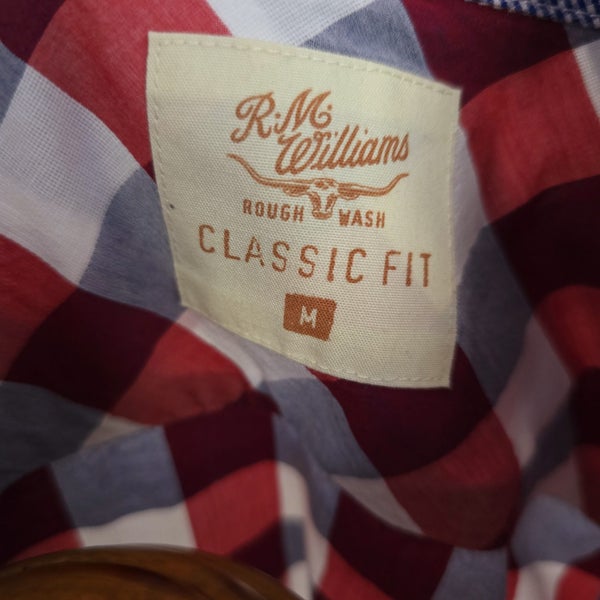 R M Williams red & blue plaid 100% cotton shirt size M, new condition Carousel 5