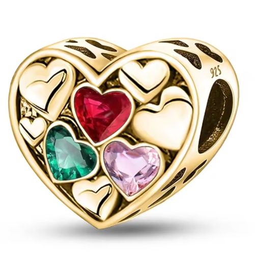 925 Sterling Silver and Gold Plated Stunning Heart Charm