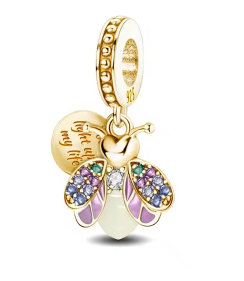 925 Sterling Silver and Gold Plated Beautiful Firefly Charm