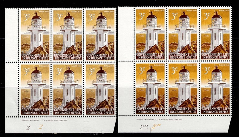1969 Lighthouses 3c Plate Blk 2 & 2a of 6 UHM64494447411330110