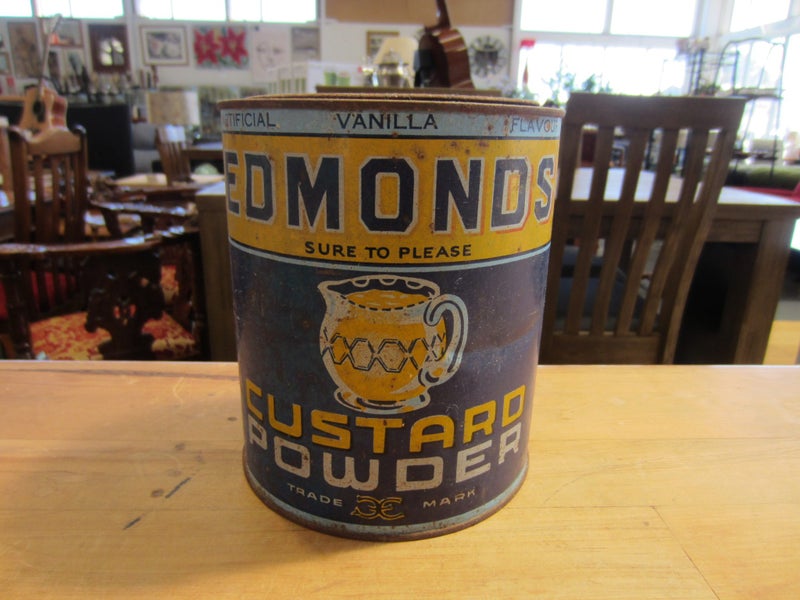 Vintage Edmonds 4lb Vanilla Custard Powder Tin Carousel 1
