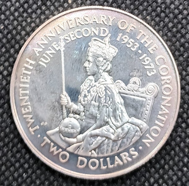 #94 NZ Cook Islands SILVER 2 dollars 1973 Crown coin STERLING Carousel 1