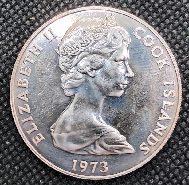 #94 NZ Cook Islands SILVER 2 dollars 1973 Crown coin STERLING Carousel 2