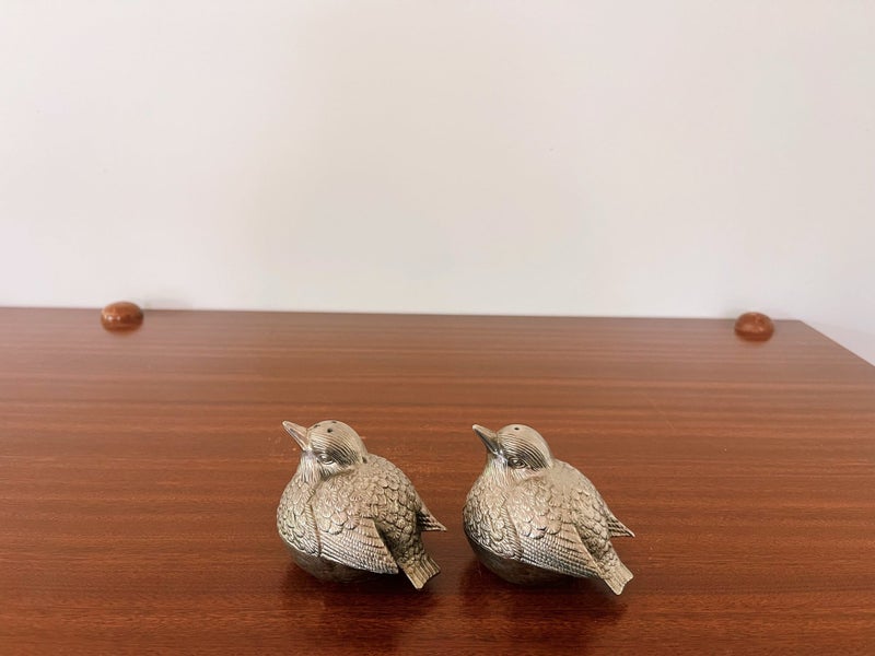 Vintage Silver Plate Bird Salt And Pepper Shakers X2 Carousel 1