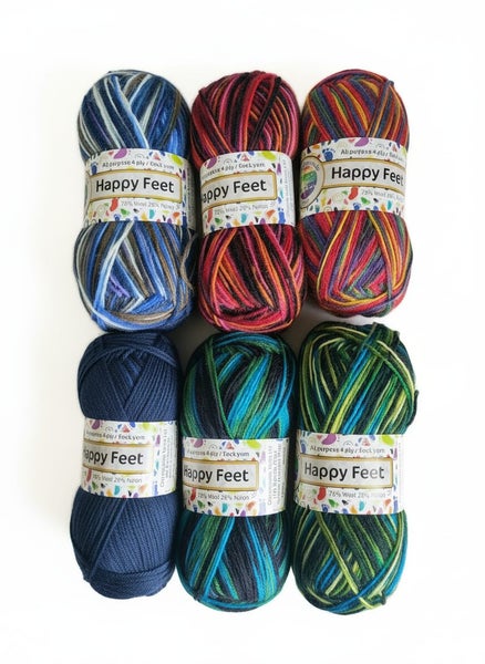 Countrywide Yarns Happy Feet 4 ply mixed 6 pack ***$1 RESERVE*** Carousel 1