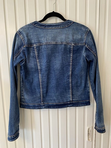 “THE ITALIAN CLOSET” COTTON DENIM JACKET, BLUE STONES & SILVER DETAIL, Sz L Carousel 16