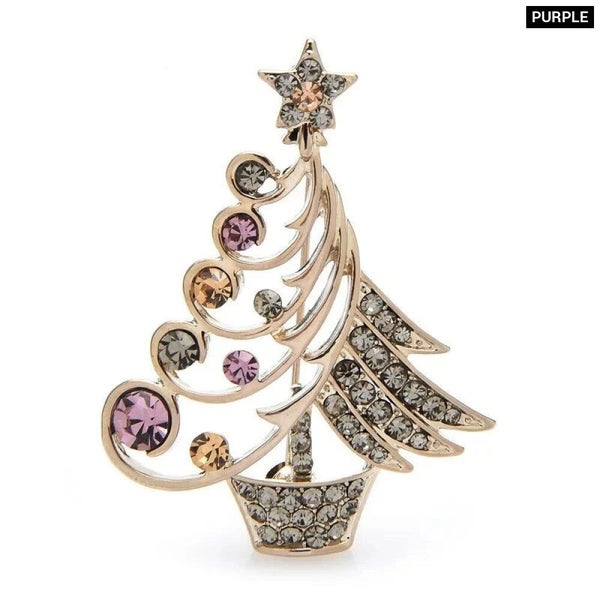 Rhinestone Christmas Tree Brooch 2 Colour Carousel 1