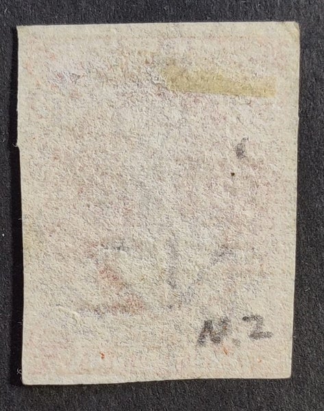 $10 res, cv$850! 1862 FFQ 1d Carmine Vermillion, NZ wmk, 4 mgns, FU. Carousel 2