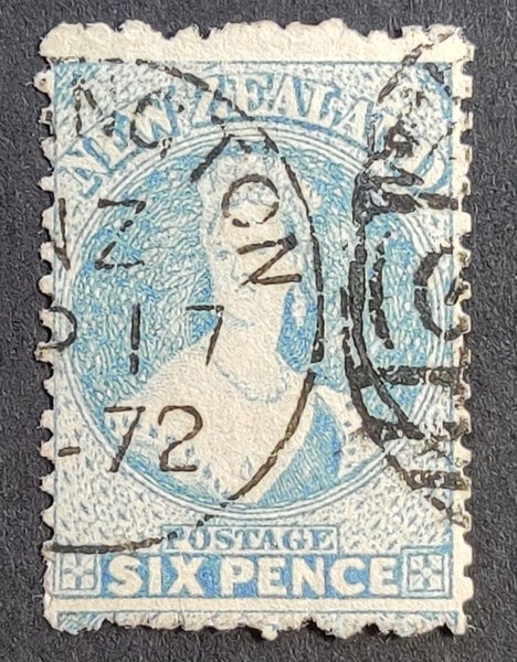 $1 res, cv$350! 1871 FFQ 6d Pale (chalky) Blue, star wmk p12.5, FU. Carousel 1