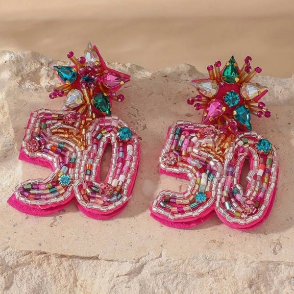 Special Birthday Earrings - 30th, 40th, 50th, 60th or 70th Birthday Bling Carousel 1