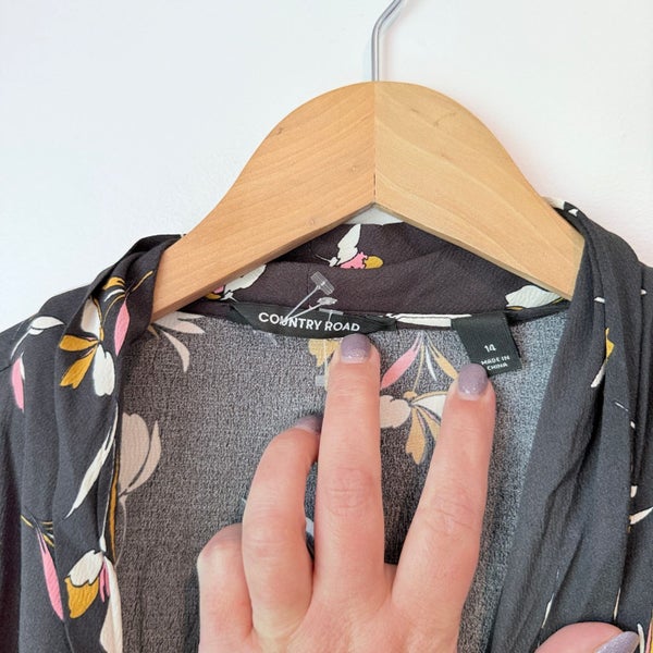 Country Road Floral Wrap Dress Black Multi Size 14 Carousel 2