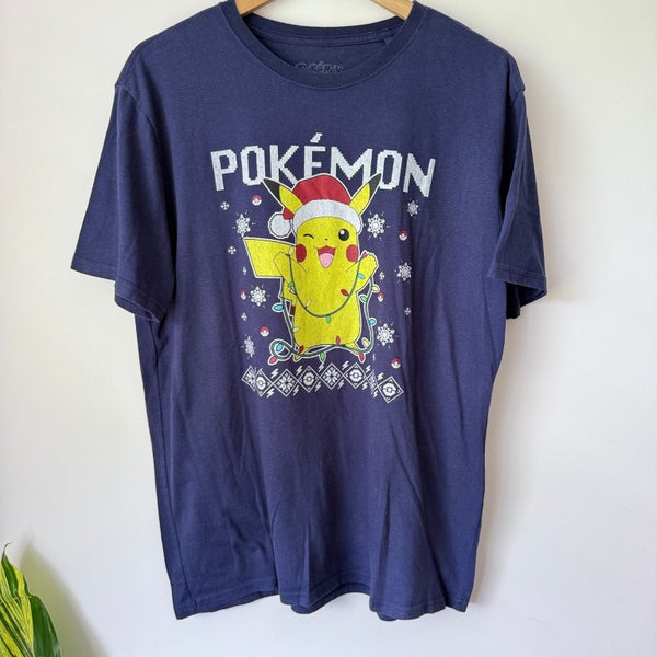 Pokemon Christmas T-Shirt in Navy - Size L Carousel 1