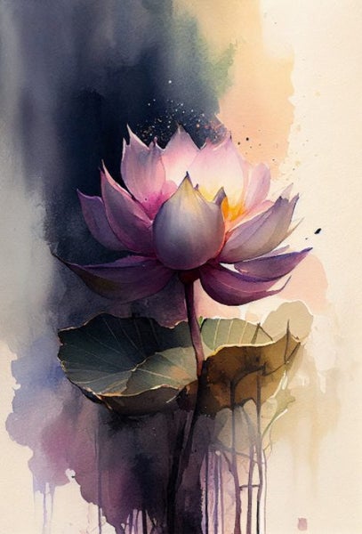 Framed $1 RESERVE 1 Panel Canvas Art Print - Purple Lotus64503327767043110