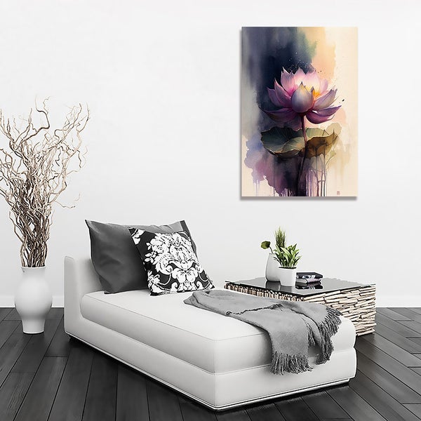 Framed $1 RESERVE 1 Panel Canvas Art Print - Purple Lotus64503327767043111