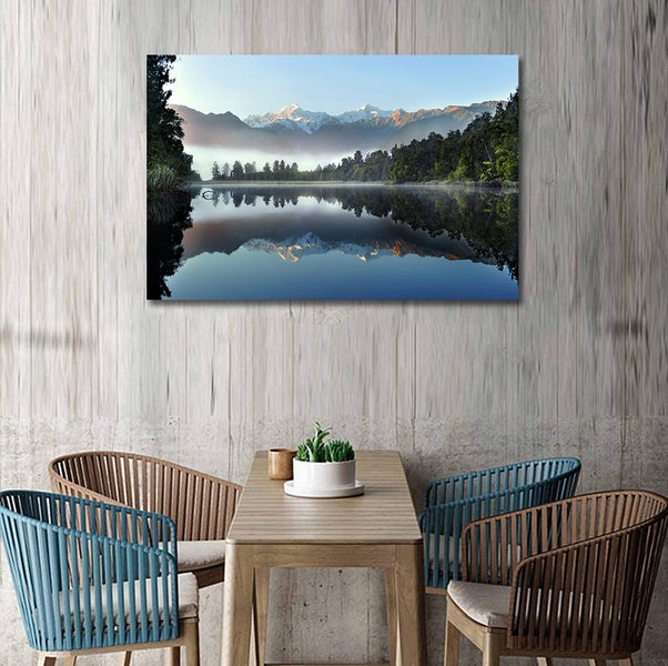Framed $1 RESERVE 1 Panel Canvas Art Print - Lake Matheson64503327775618111