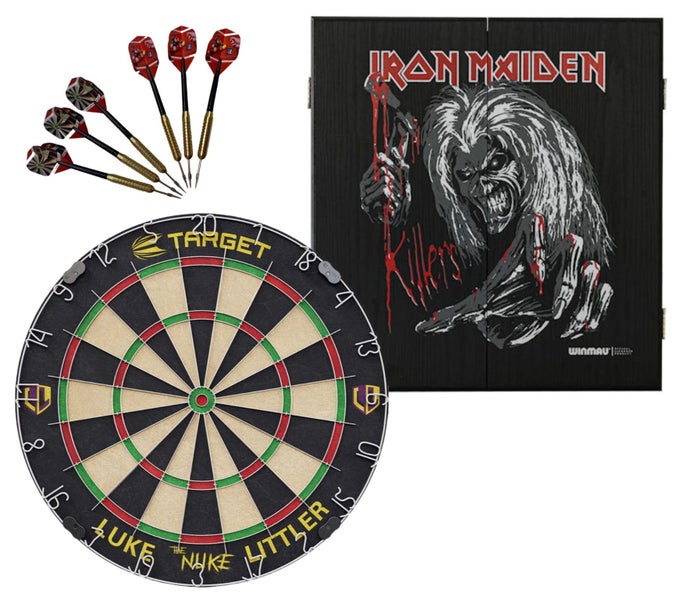 Target Luke 'The Nuke' Littler Dart Board + Winmau Iron Maiden Killers Cabine... Carousel 1