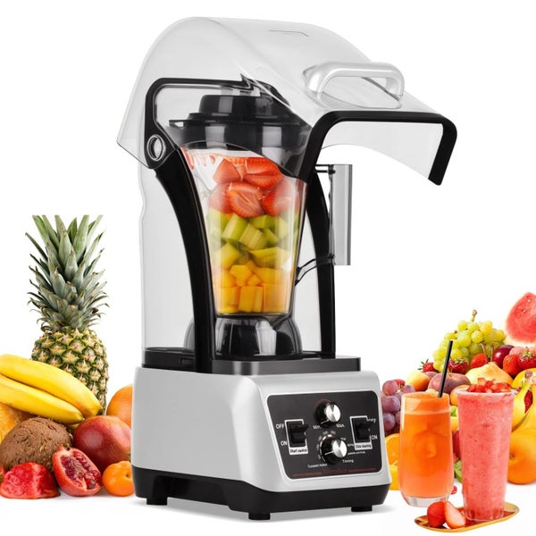 Commercial Blender w/ Soundproof Shield 4.5L High-Speed Smoothie Blender Timer Carousel 1