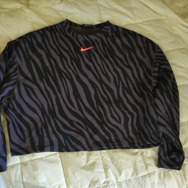 Nike purple tiger print crop sweatshirt Carousel 1