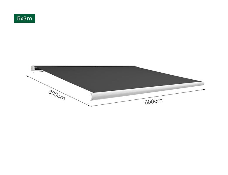 Rainier Full Cassette Motorised Retractable Awning 5 x 3m White+Dark Grey Carousel 7