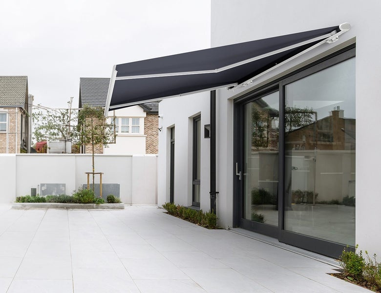 Rainier Full Cassette Motorised Retractable Awning 5 x 3m White+Dark Grey Carousel 2