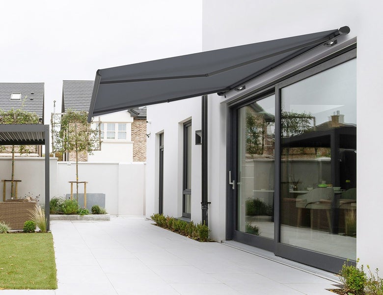 Rainier Full Cassette Motorised Retractable Awning 5 x 3m Dark Grey+Dark Grey Carousel 2