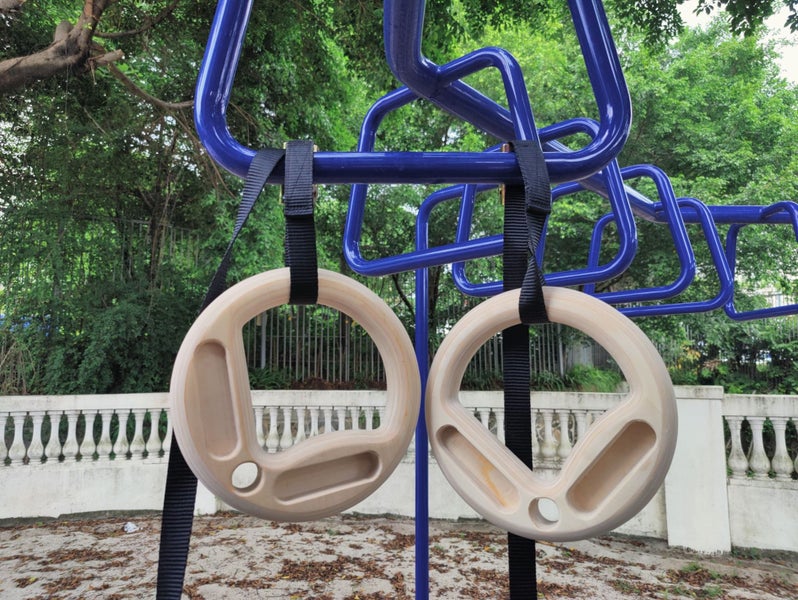 Rock Climbing Rings with Hangboard/Finger holds Carousel 2