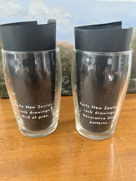 Vintage glasses ancient rock drawings NZ collectable . Carousel 2