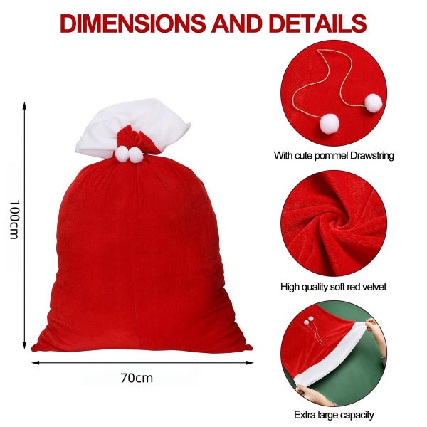 Santa Claus Velvet Christmas Bags 70*100CM Large Santa Gift Bag with Drawstring Carousel 2