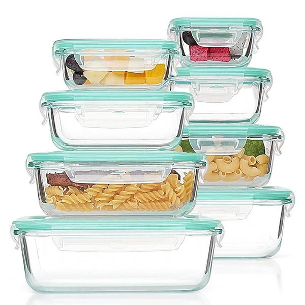 STORFEX 8 Pcs Airtight Glass Food Storage Containers - Green Carousel 1