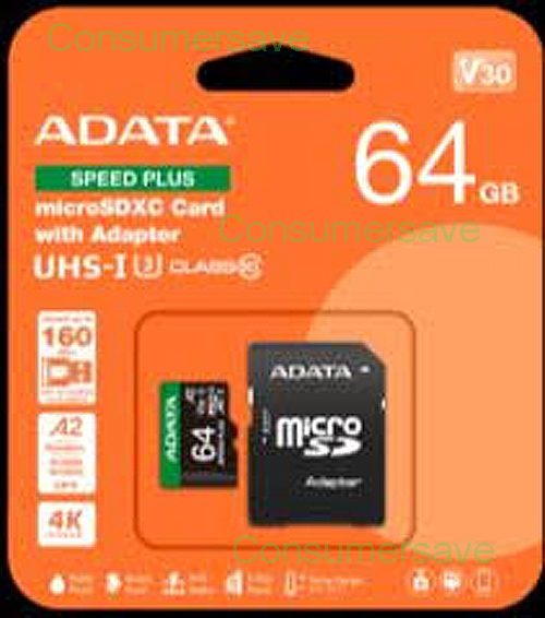 ADATA Speed Plus microSDXC UHS-I U3 A2 V30 Card with Adapter 64GB Lifetime Warra Carousel 1