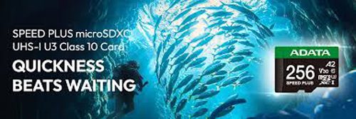 ADATA Speed Plus microSDXC UHS-I U3 A2 V30 Card with Adapter 256GB Lifetime Warr Carousel 1