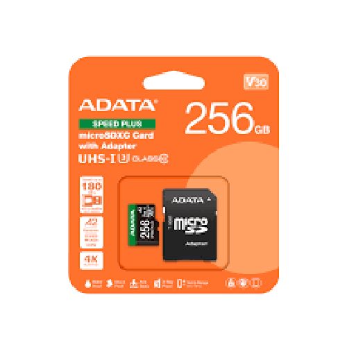 ADATA Speed Plus microSDXC UHS-I U3 A2 V30 Card with Adapter 256GB Lifetime Warr Carousel 2
