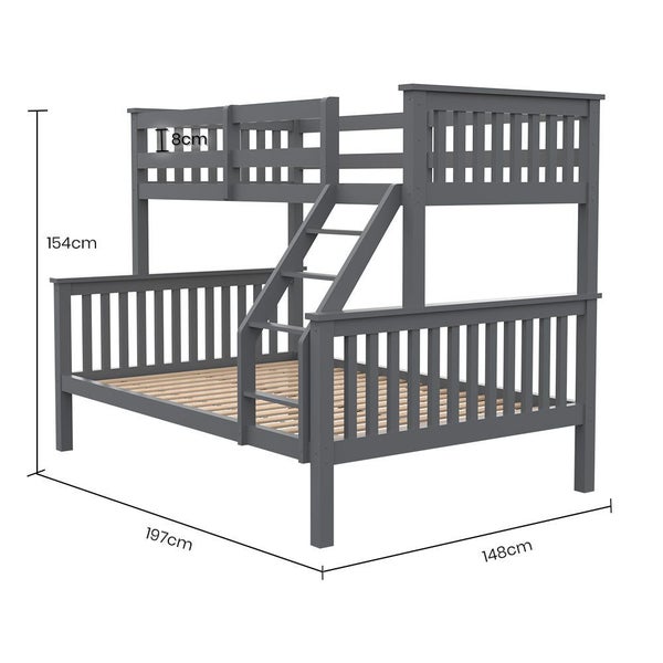 Kingston Slumber Bunk Bed Triple Single Over Double Beds For Kids Solid Pine Con Carousel 2
