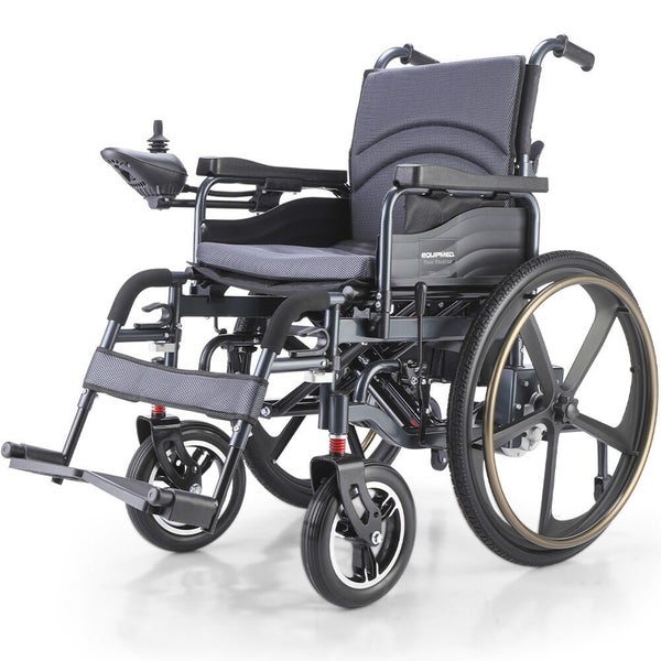 Equipmed Electric Wheelchair Folding Airline Long Range Lithium Battery 24' Rear Carousel 1