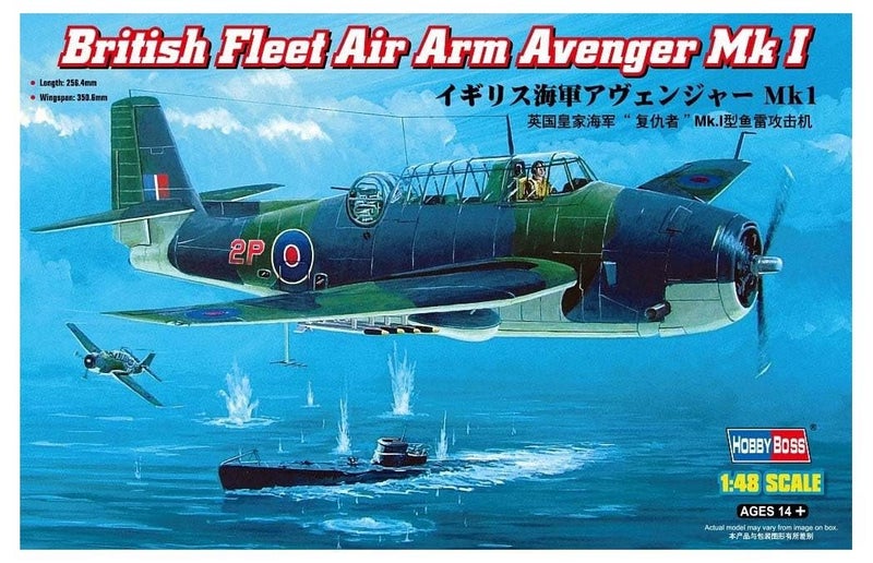 HobbyBoss 1/48 British Fleet Air Arm Avenger Mk.I Torpedo Bomber Kit 8033164514036935554110