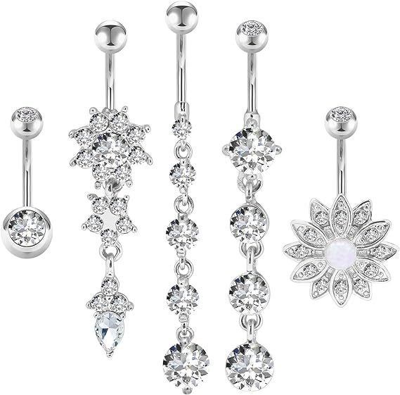 Dangle Belly Button Rings 5 PCS Set Carousel 1
