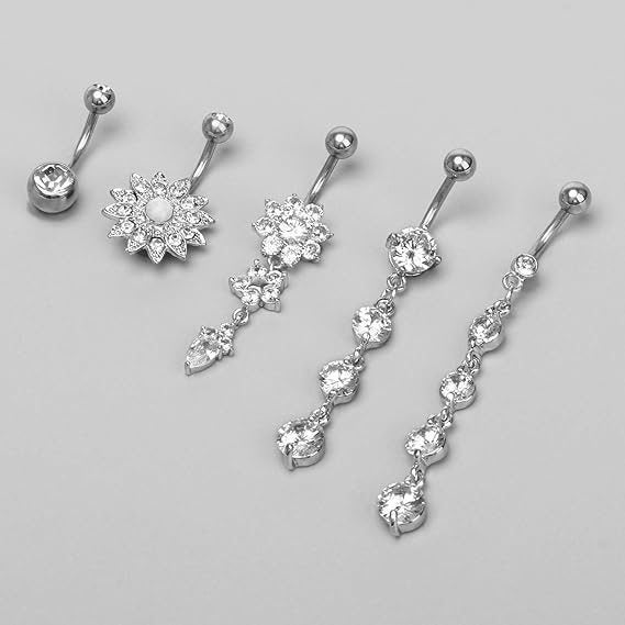 Dangle Belly Button Rings 5 PCS Set Carousel 10