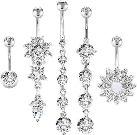 Dangle Belly Button Rings 5 PCS Set Carousel 1
