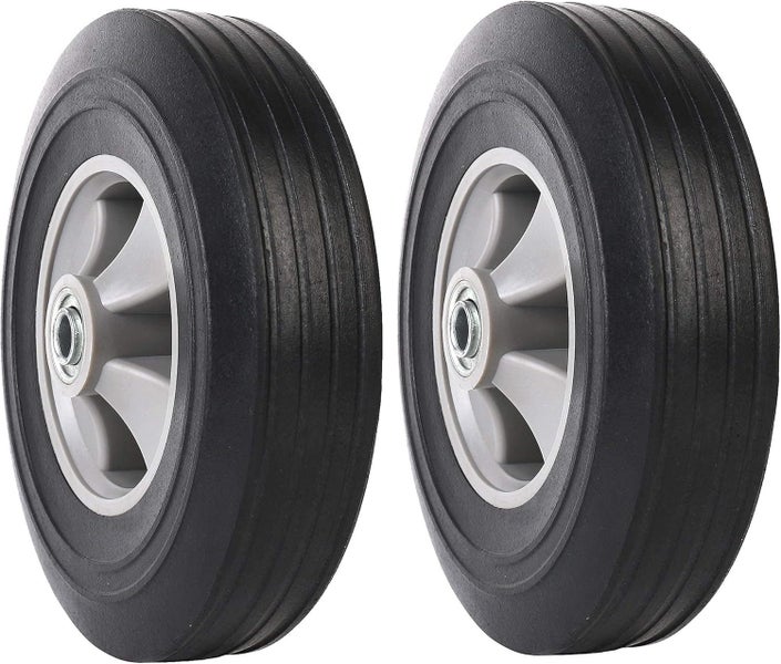 10" x 2.5" 16mm Axles Flat-Free Solid Rubber Tire and Wheel for Hand Trucks Carousel 1