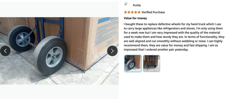 10" x 2.5" 16mm Axles Flat-Free Solid Rubber Tire and Wheel for Hand Trucks Carousel 10