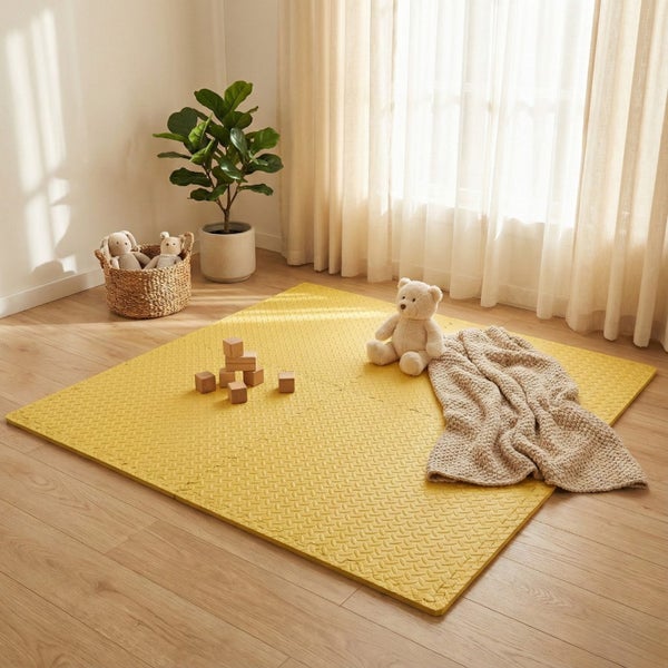 Bopeep EVA Foam Kids Play Mat Floor Kid Crawling Interlocking Home Yellow 60x60 Carousel 1