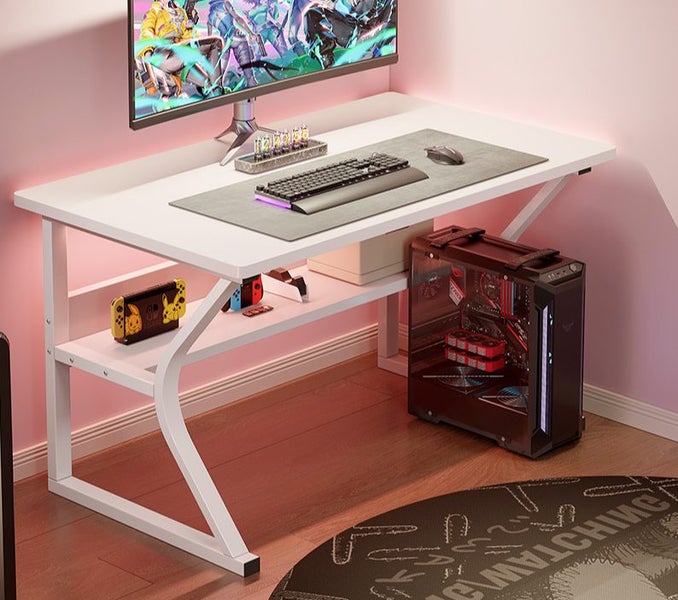 Tabletop Computer Desk with Storage Shelf Carousel 1